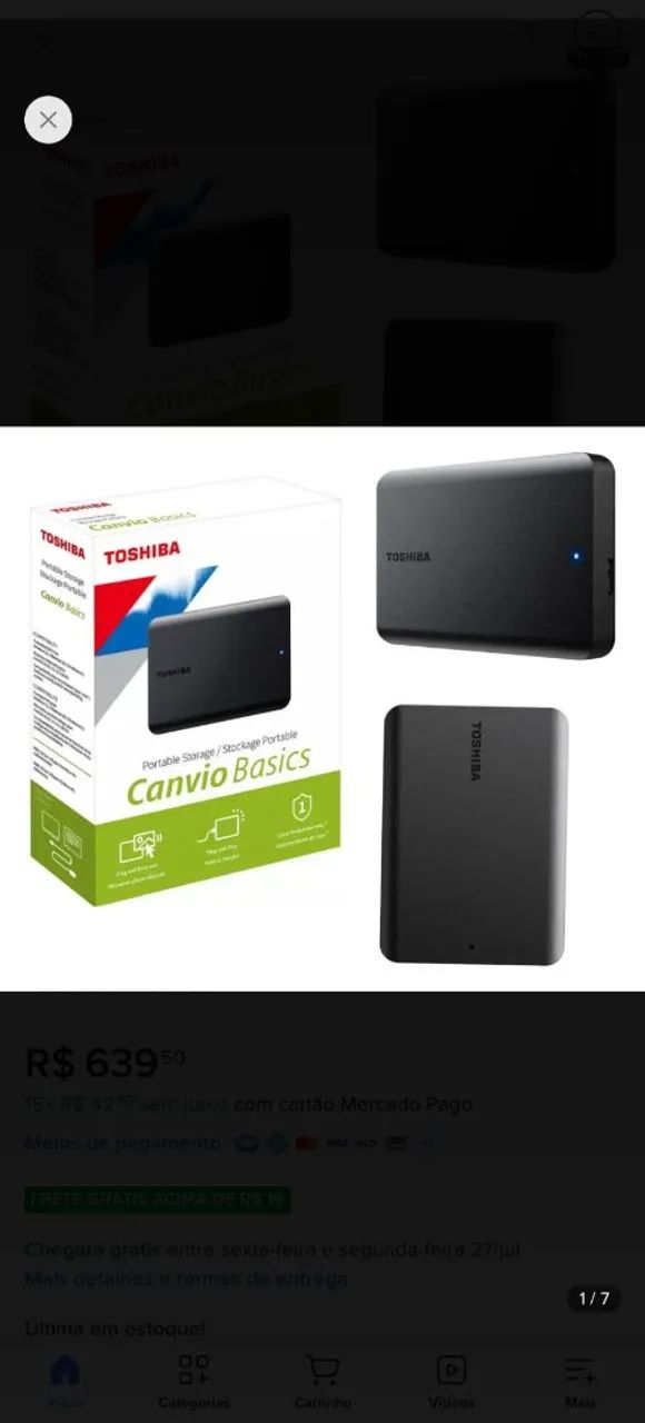 HD Externo Portátil Toshiba (ACEITO TROCAS) - Armazenamento - Ilha