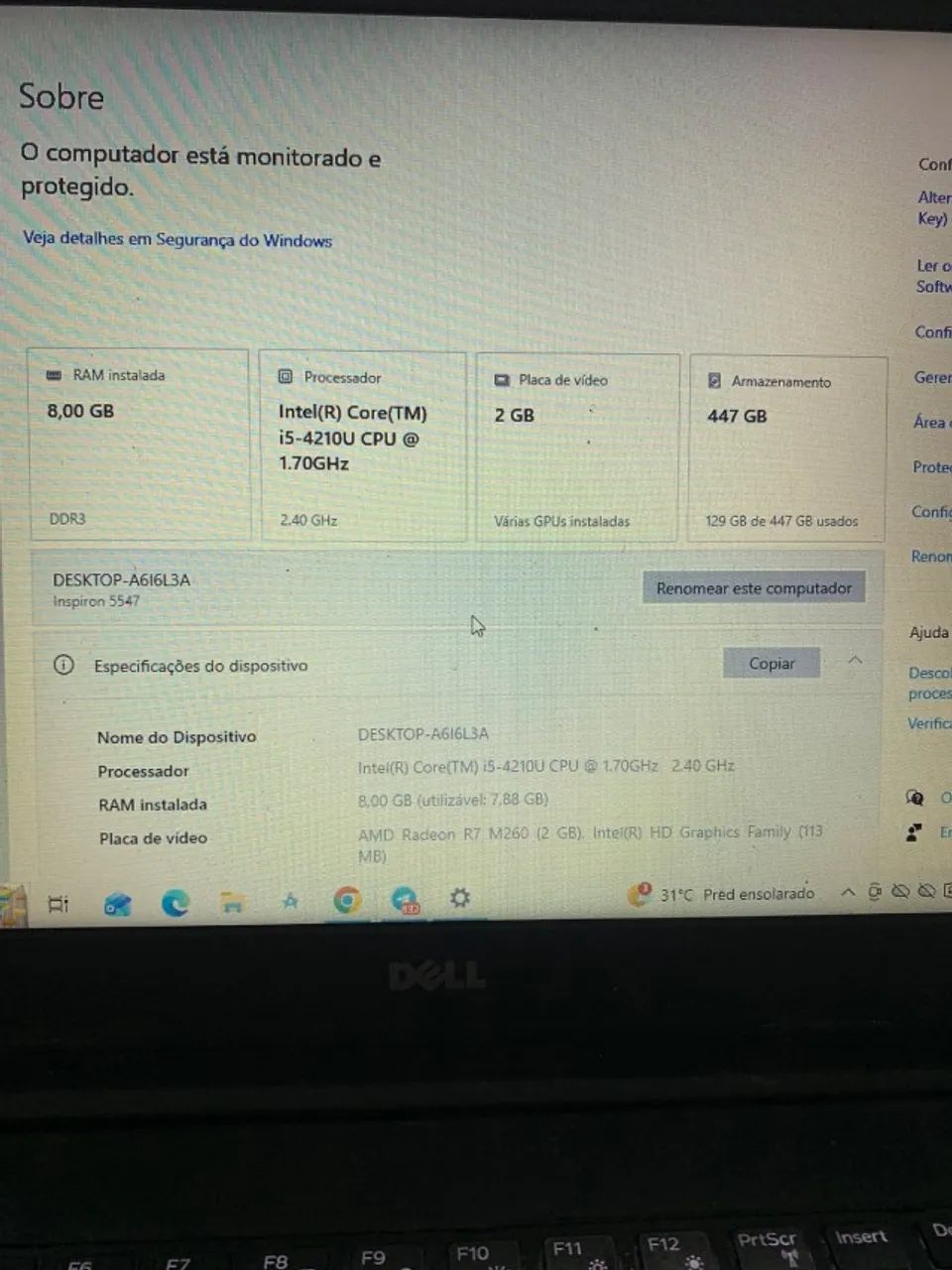 Notebook DELL Inspiron 5547 intel core i5 - Foto 2