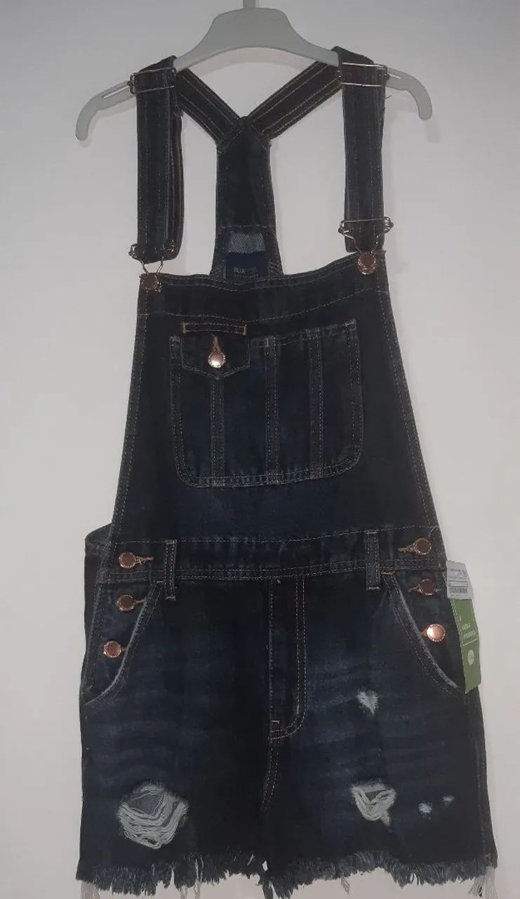 Jardineira jeans nova, Tamanho P  - Foto 3