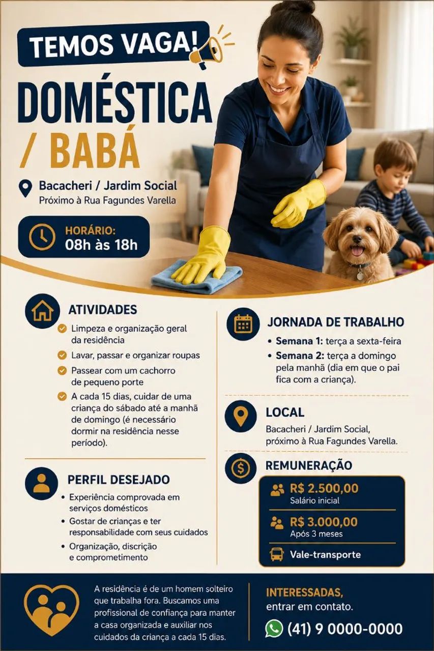 Vaga doméstic/babá 