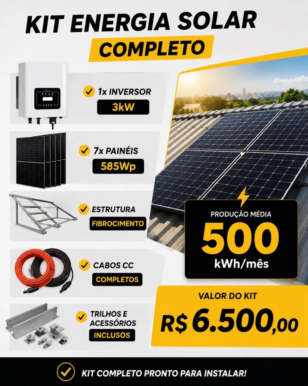 Kit Solar 500kwh 