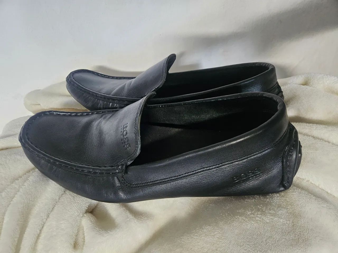 mocassins BOSS Noel de couro preto 