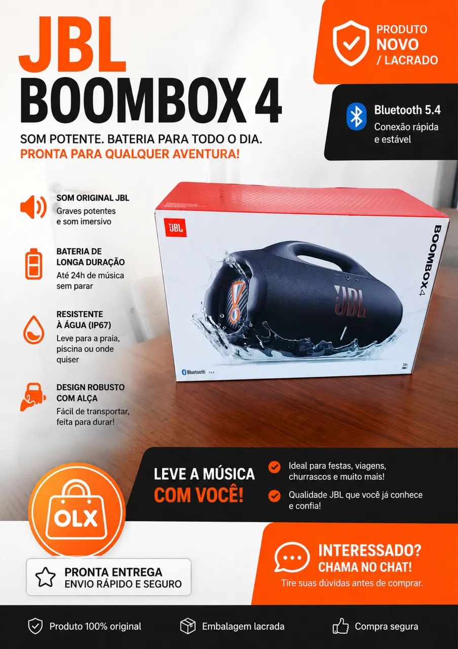 JBL BOOMBOX 4 ORIGINAL - NOVA E LACRADA! 