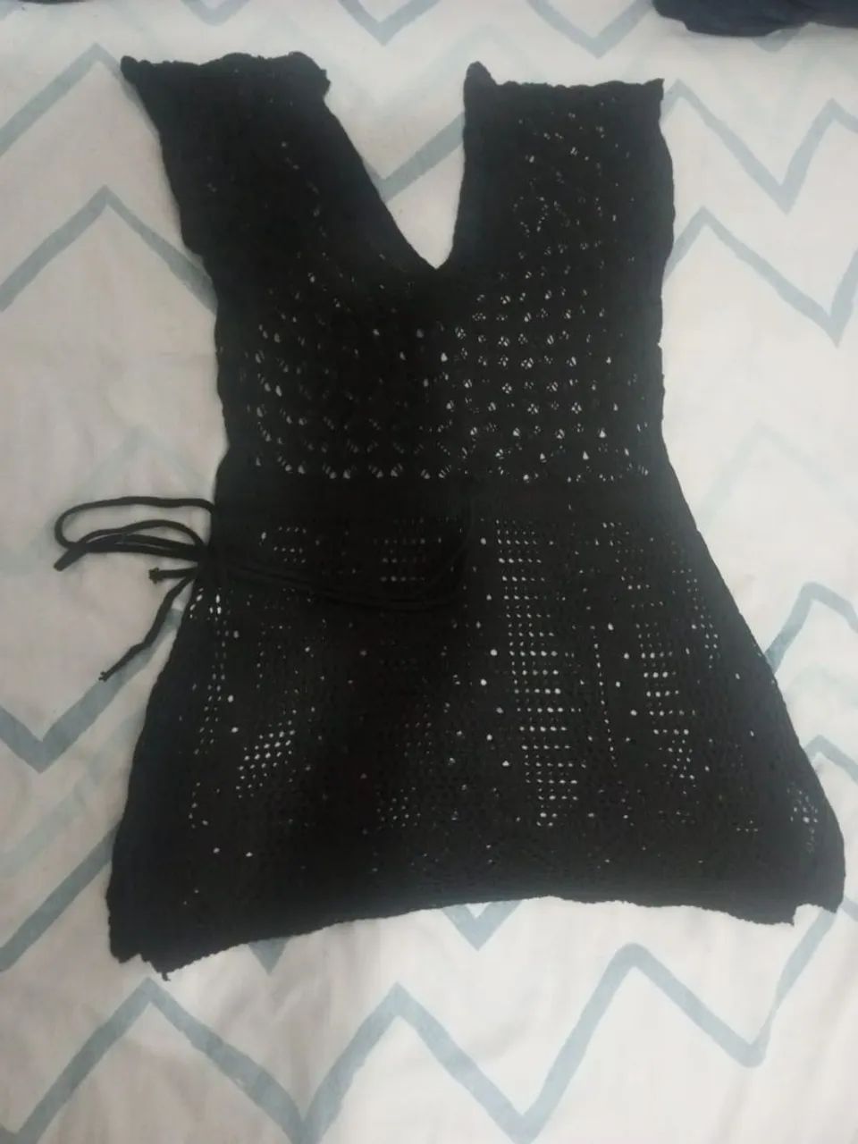 Saída de banho de crochê preto