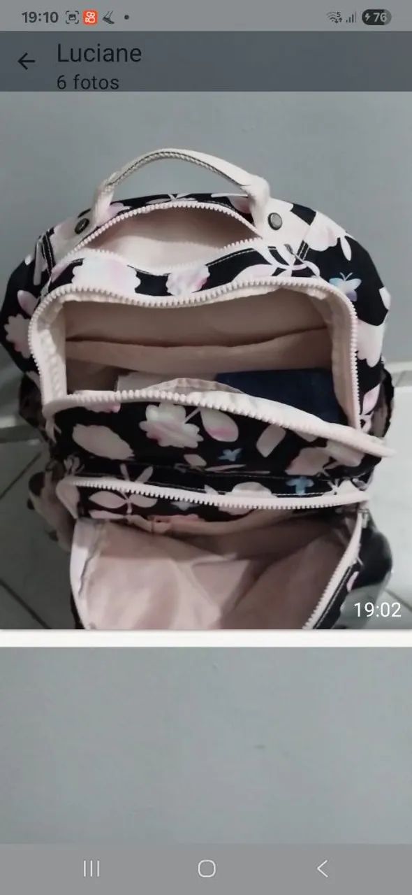 Mochila Kipling Seol cor Magic Blo Desenho Do Tecido Estampado  - Foto 4