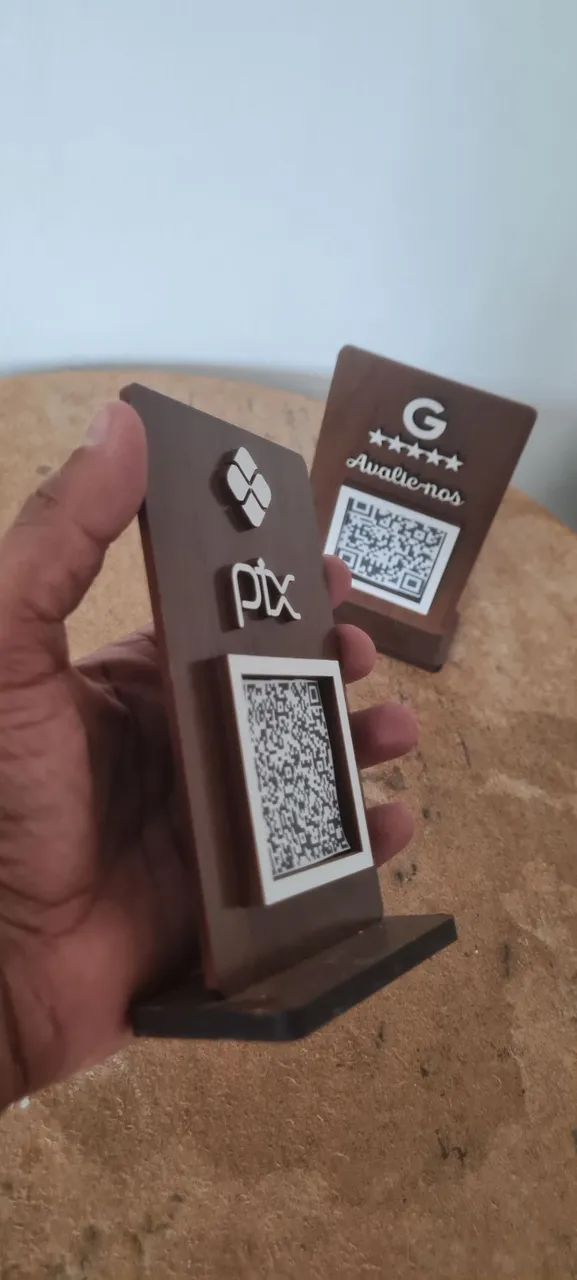 Suporte de madeira QRCode para recebimento de pagamento via pix e avaliação no google - Foto 4