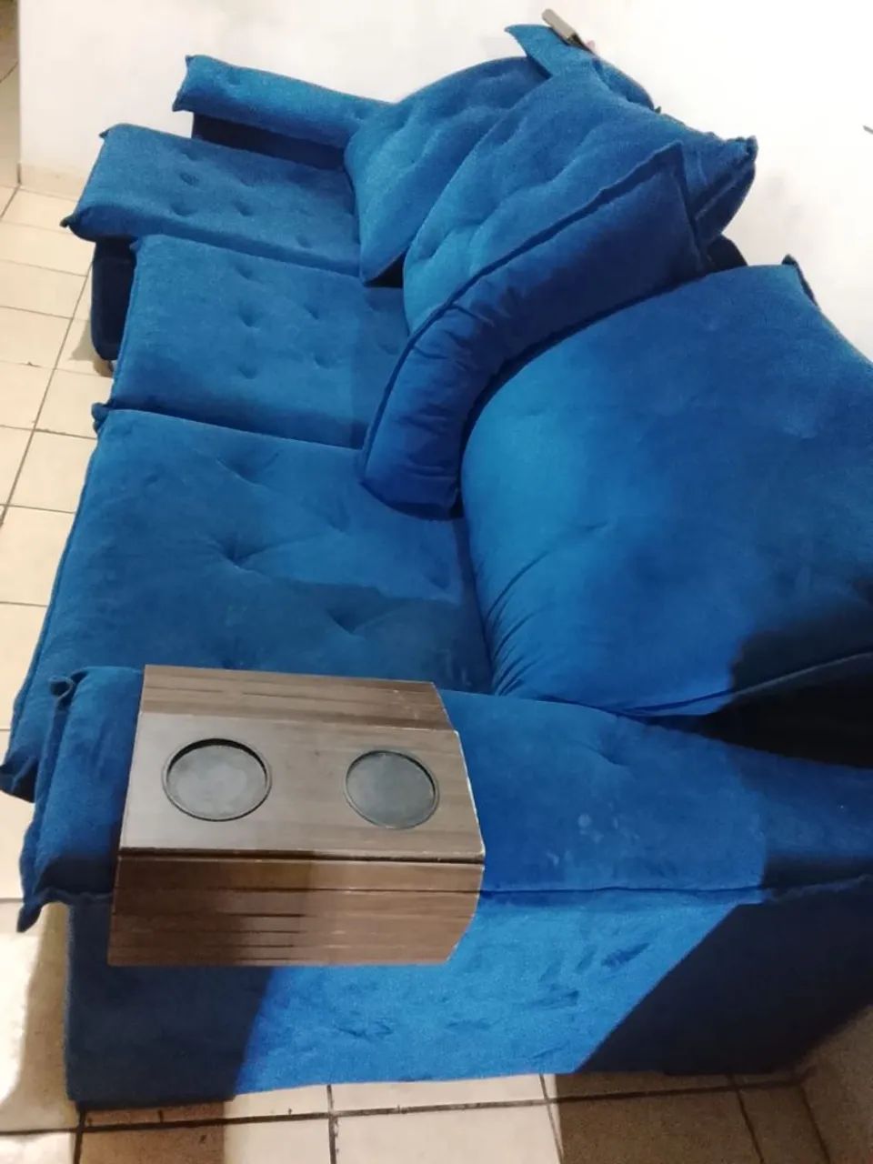 Sofá retrátil azul - Foto 3