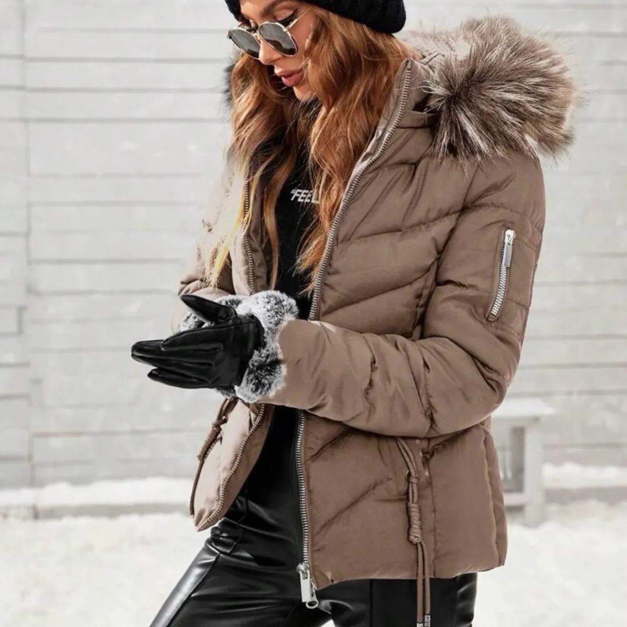 Jaqueta Puffer Caqui P