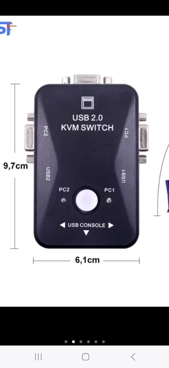 Switch KVM  2 portas USB e VGA  - Foto 6