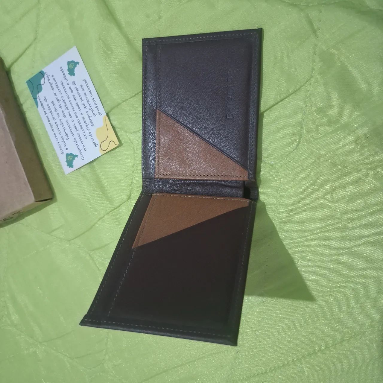 carteira de couro legítimo slim horizontal marrom  - Foto 2