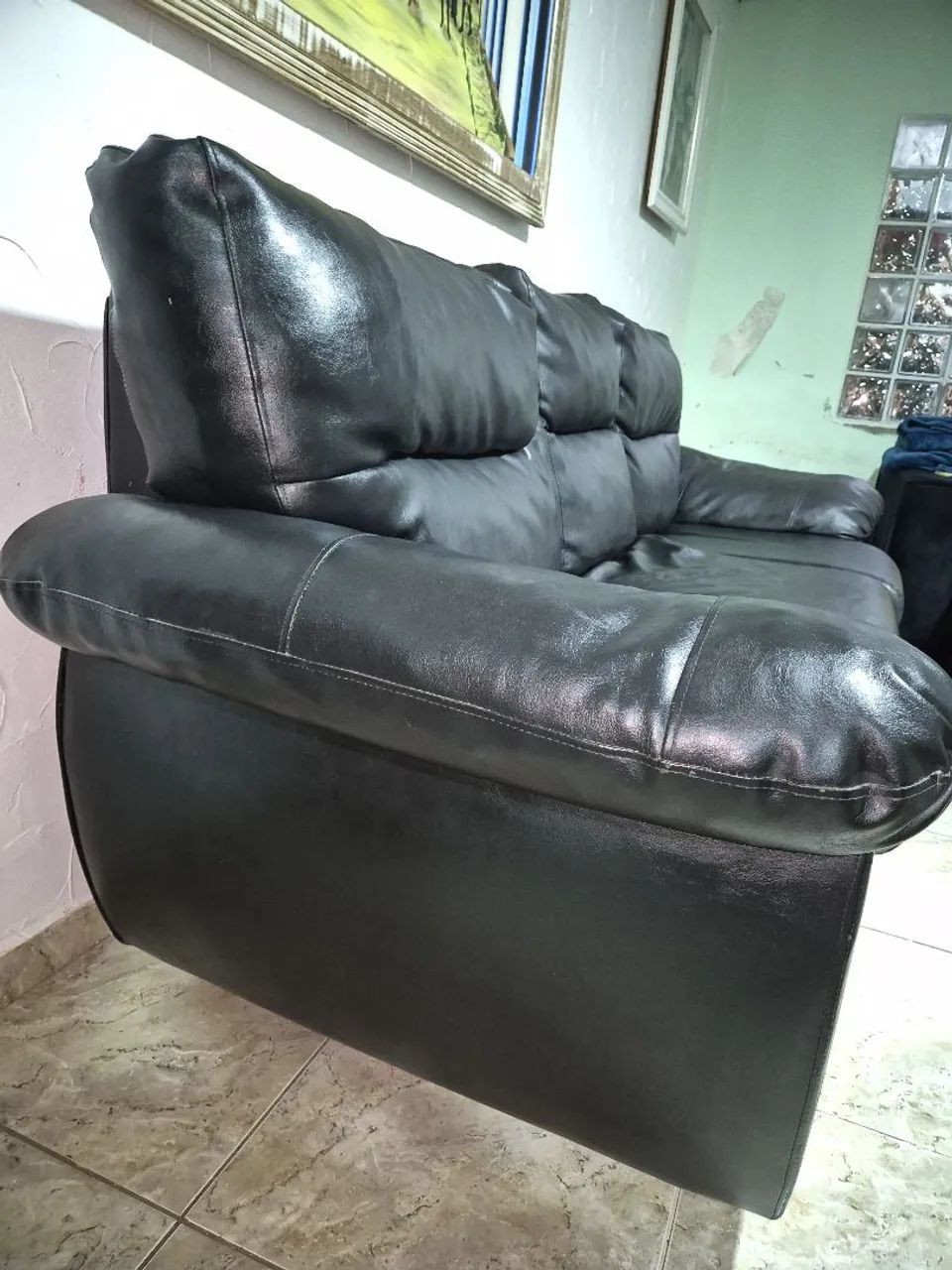 Sofá de couro preto  - Foto 4