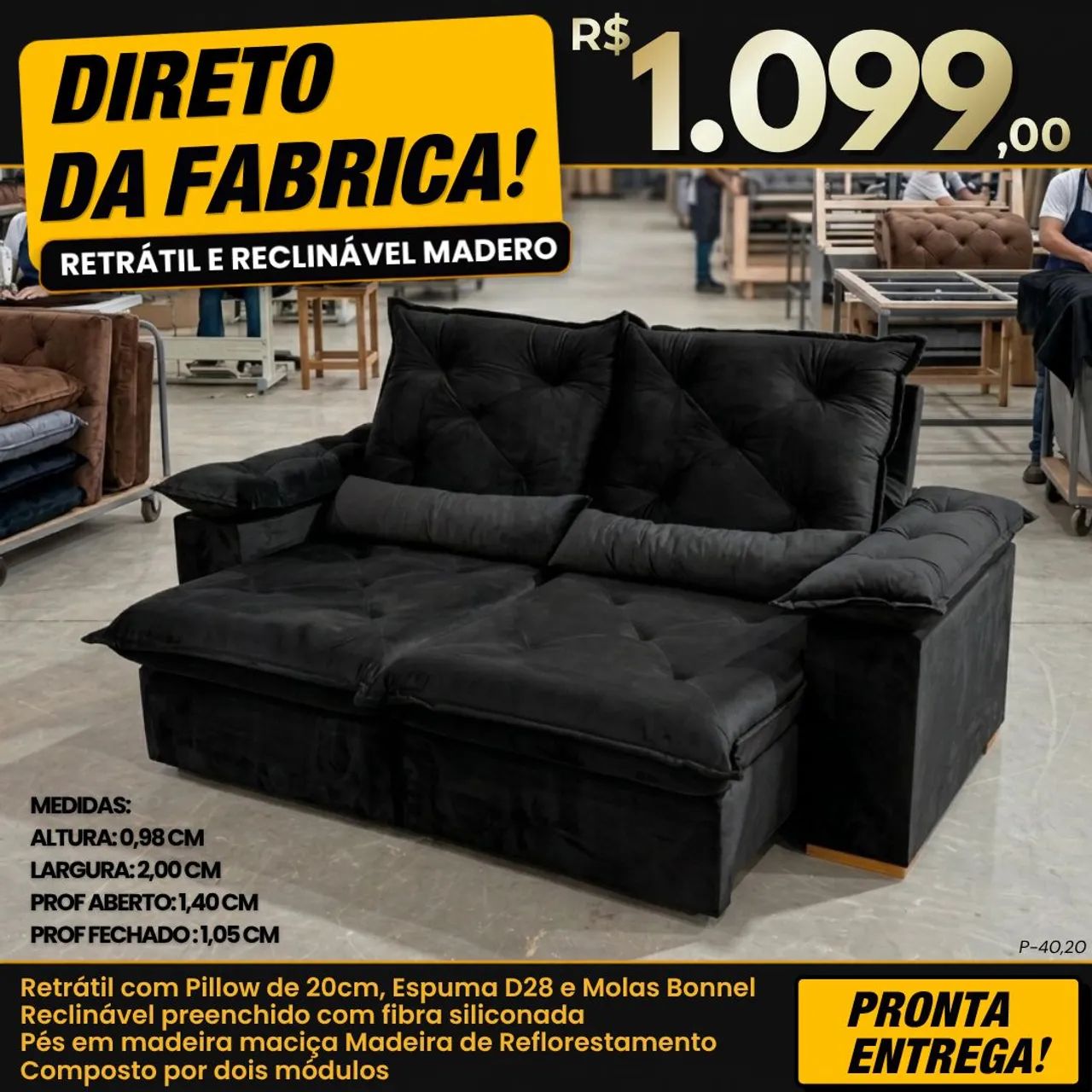 Sofá Retrátil Reclinável Madero