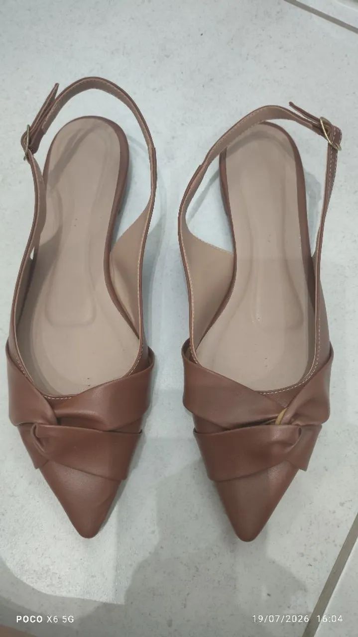 Sapatilha scarpin feminina marrom produto novo - Foto 2