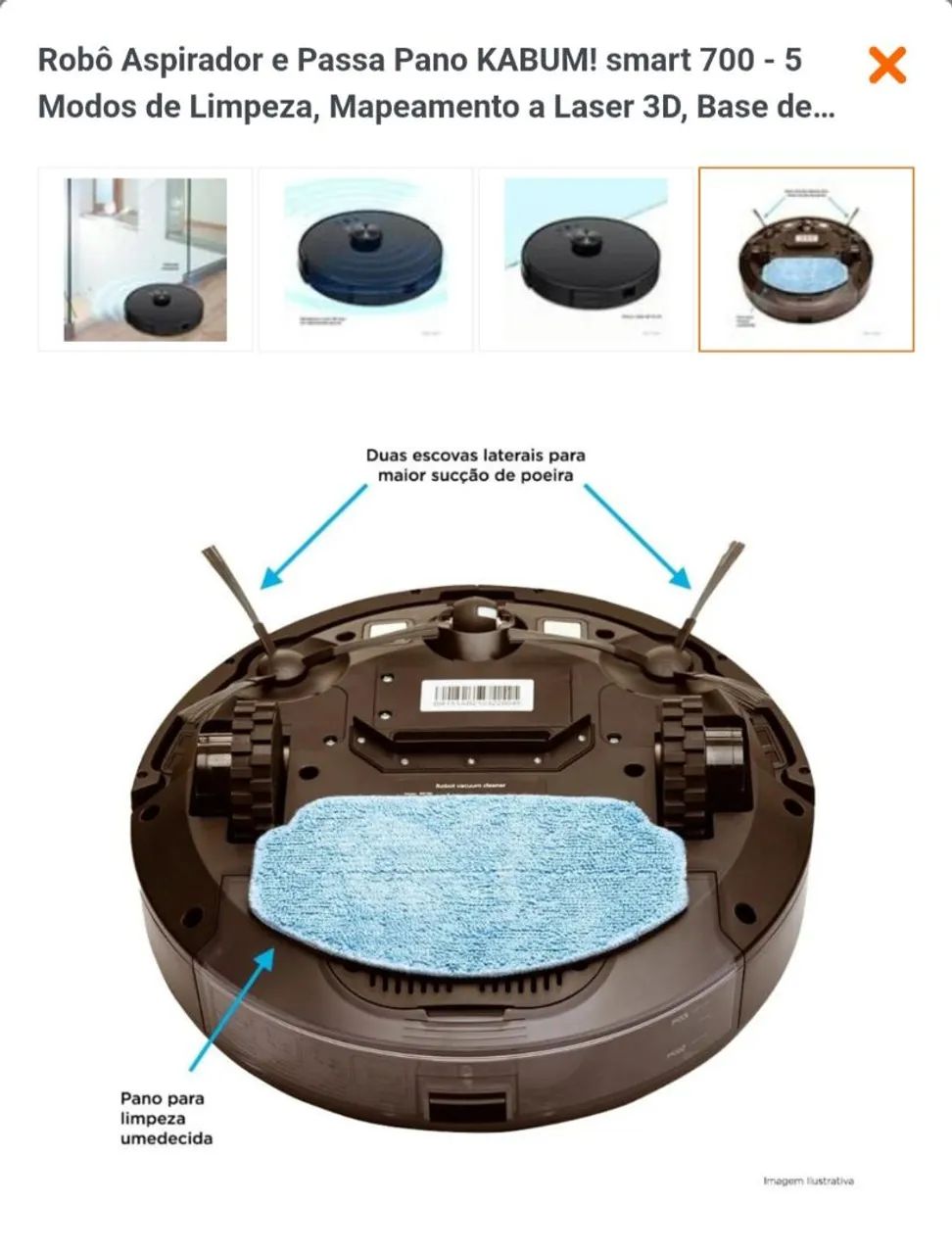 Robô aspirador Smart 700 Kabum + kit extra - Foto 3