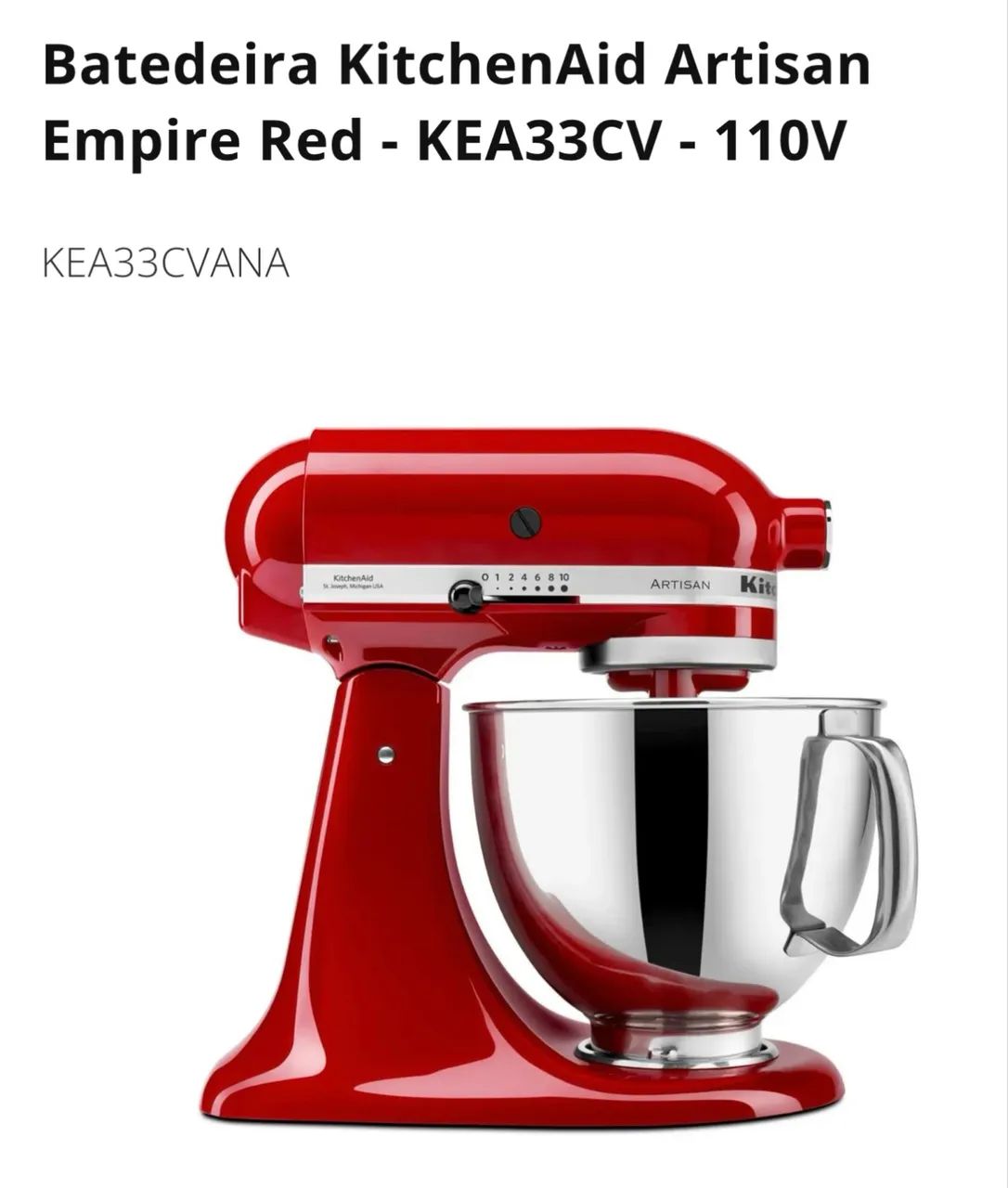 Batedeira KitchenAid  Artesiano empire Red 
