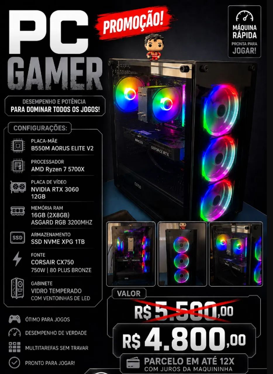 PC Gamer RTX 3060 12GB - Foto 3