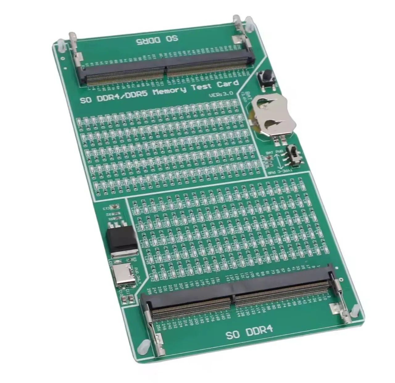 Testador de Memória DDR4 DDR5 Notebook SO-DIMM Placa Diagnóstico RAM LED