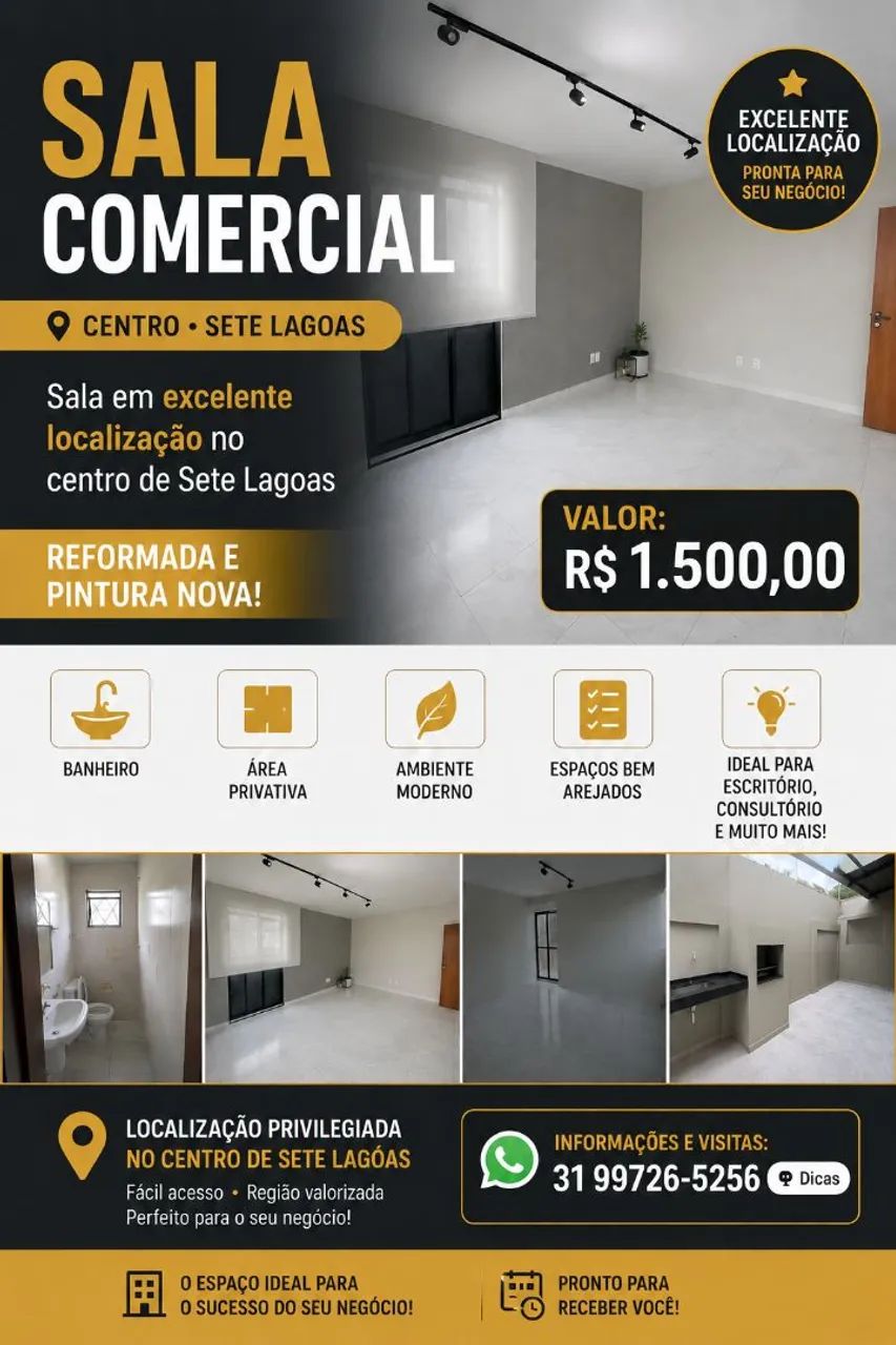 Sala comercial para alugar centro de Sete Lagoas com área privativa 