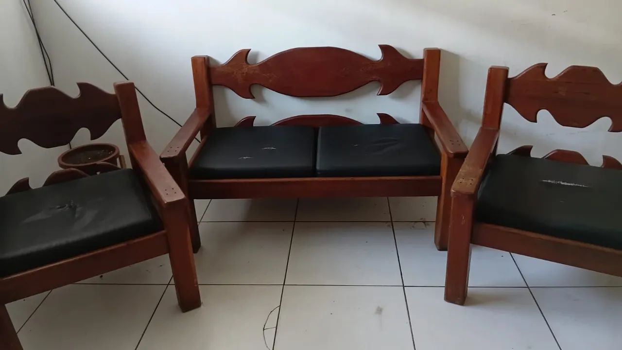 Conjunto de sofá de madeira maciça móveis Gravatá  - Foto 3