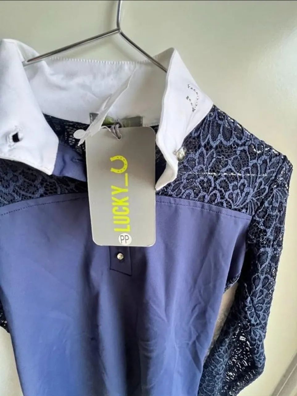 Camisa de Hipismo Lucky_U Azul com Renda - Foto 2