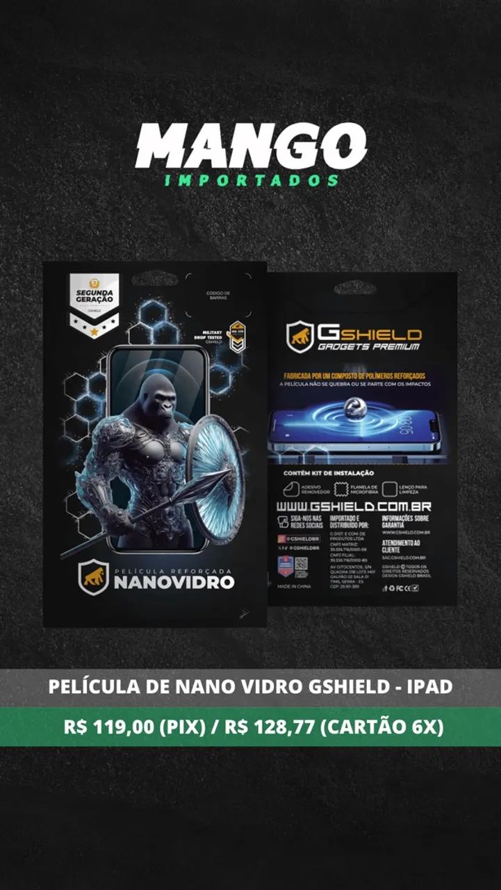 Película de Nano Vidro para iPads 10 e 11 Gshield  - Foto 3