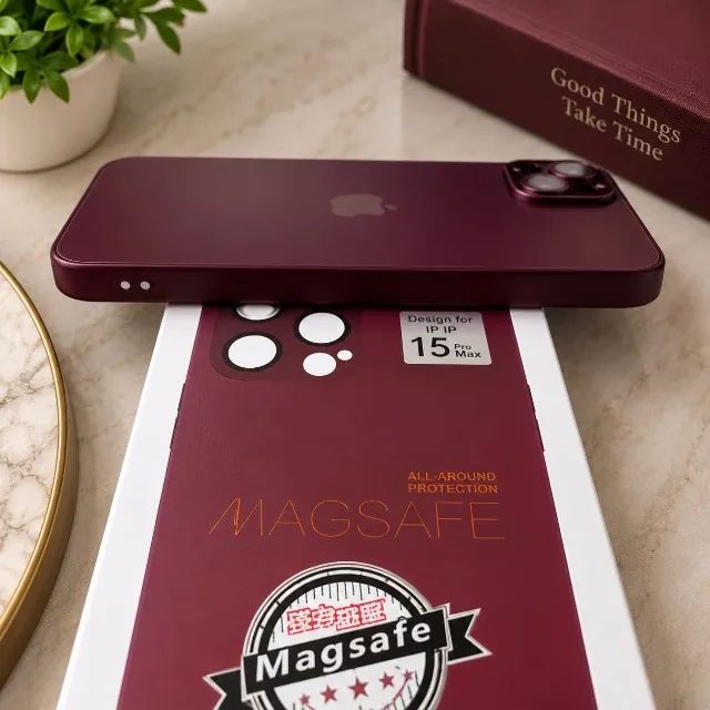 Capa 15 PLUS - Wine Red - Com traseira de Vidro Fosco - Foto 3