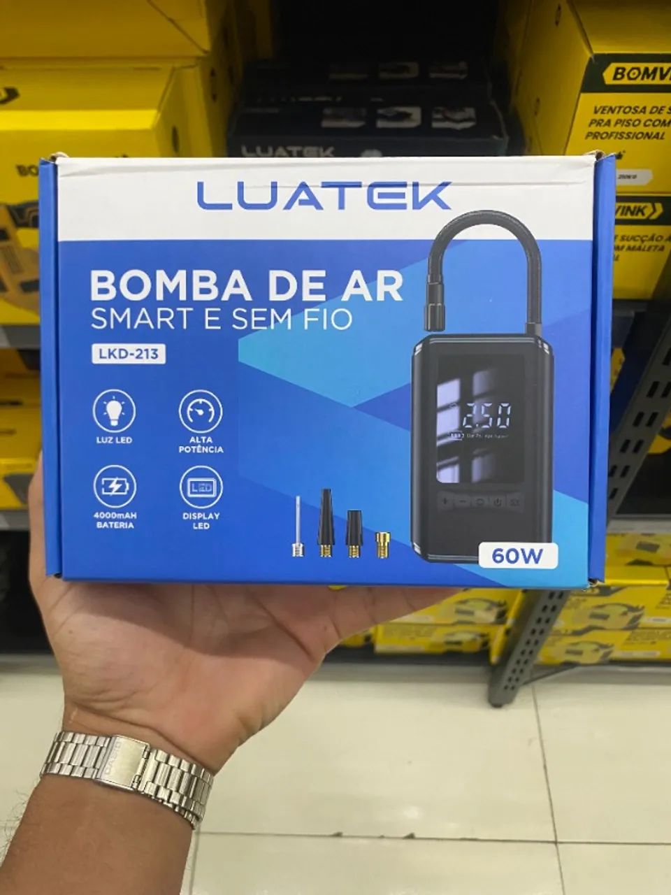 Bomba de Ar Portátil Luatek LKD-213 de 60W C/ Visor Digital