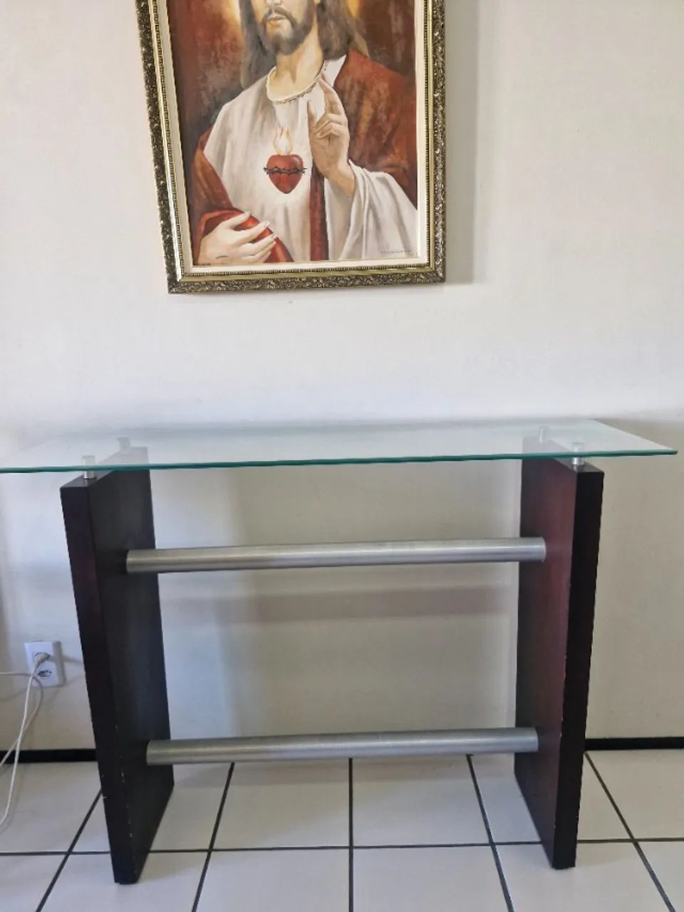 Mesa de jantar tampa de vidro, console  e sofá  - Foto 2