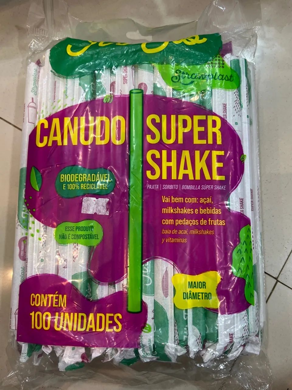 800 canudos Super Shake (8 pacotes com 100) - Foto 2