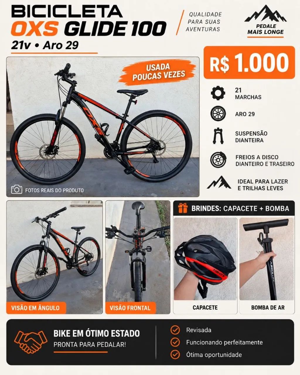 Bicicleta OXS Glide 100 21v aro 29