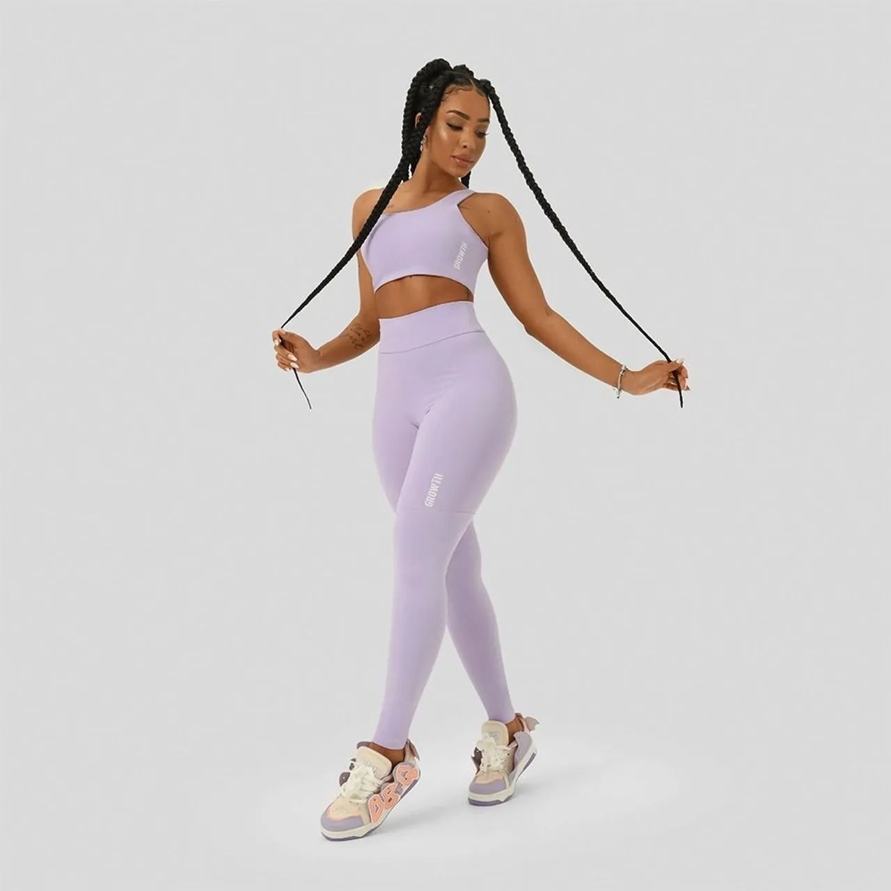 Calças Legging e Tops Fitness - Growth Suplementos (peças novas) - Foto 5