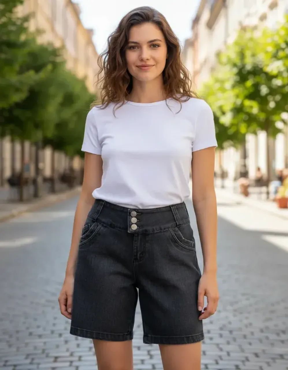 Bermuda Jeans Versão A denin de luxo