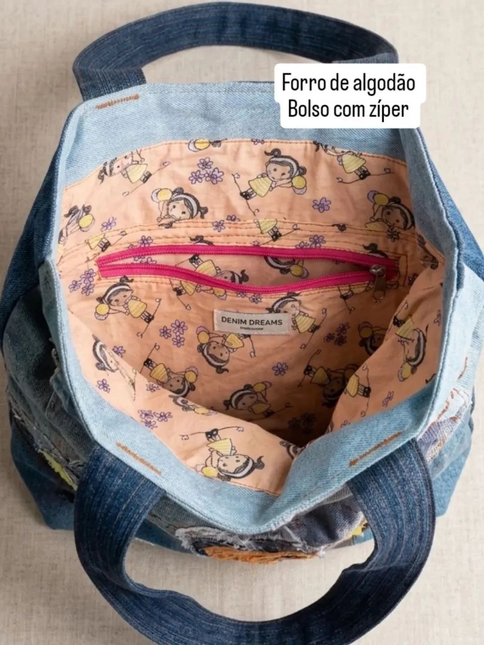 Bolsa jeans Corações  - Foto 3