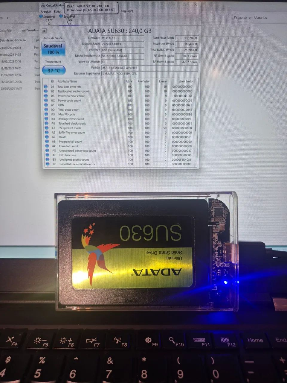 Ssd sata 240gb  ADATA saude 100% - Foto 3