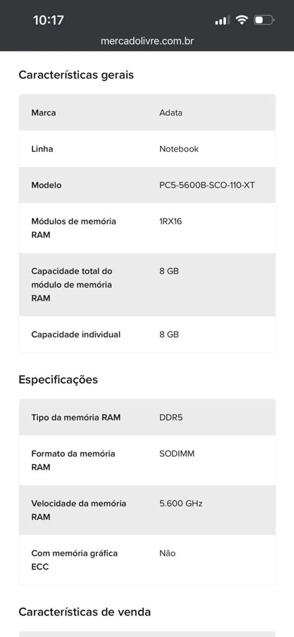 Memória RAM 8Gb DDR5 ADATA notebook - Foto 3