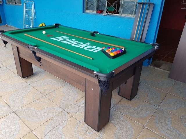 Mesa de Sinuca Cor Tabaco Tecido Heineken Modelo EFH4333 - Foto 5