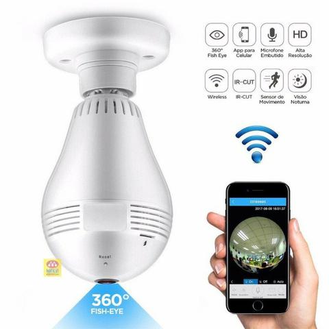Lampada Camera Espiã Ip Led Wifi Hd Panorâmica 360º (fazemos entrega) - Foto 5