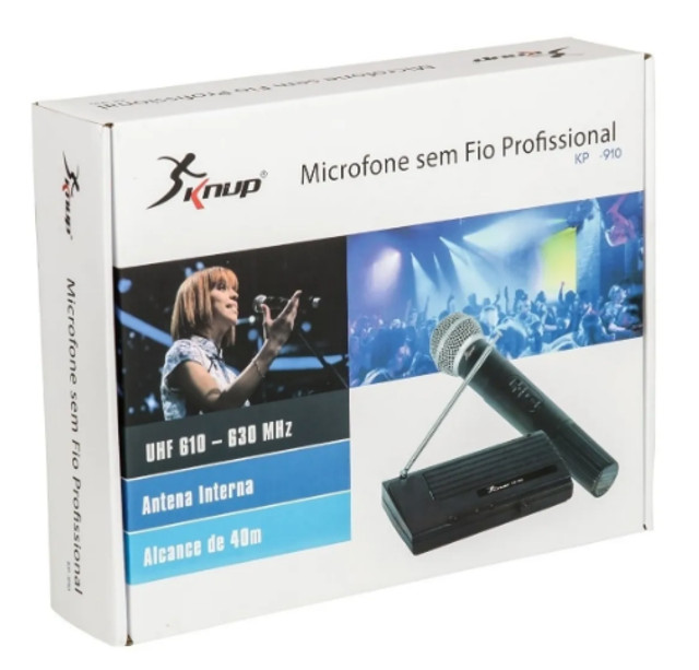 Microfone Sem Fio Uhf Wireless Bivolt Karaokê Pro Kp-910