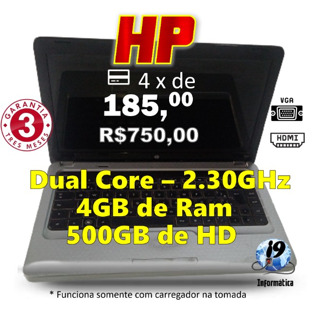HP Dual Core - 4GB Ram + 500GB de HD com Garantia e parcelado no cartão!!