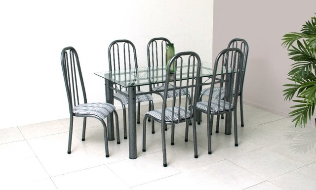 Mesa de Jantar Macapá 6 Lugares Tampo de Vidro !! Frete + montagem Grátis