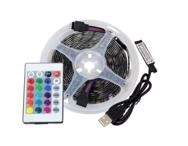 Fita de Led RGB Usb 3 metros para TV Computador 5V Pc Game Messa Pc Game - Foto 2