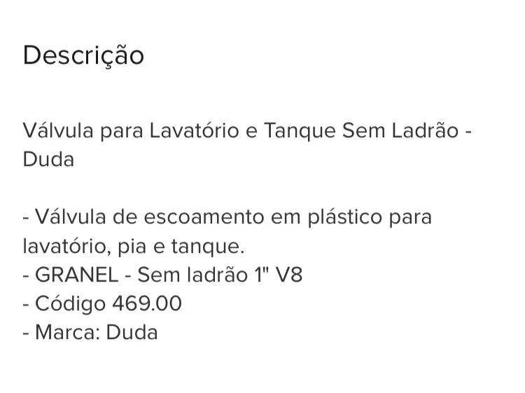 Válvula Para Pia Lavatório e Tanque 1? Sem Ladrão - Duda - Foto 4