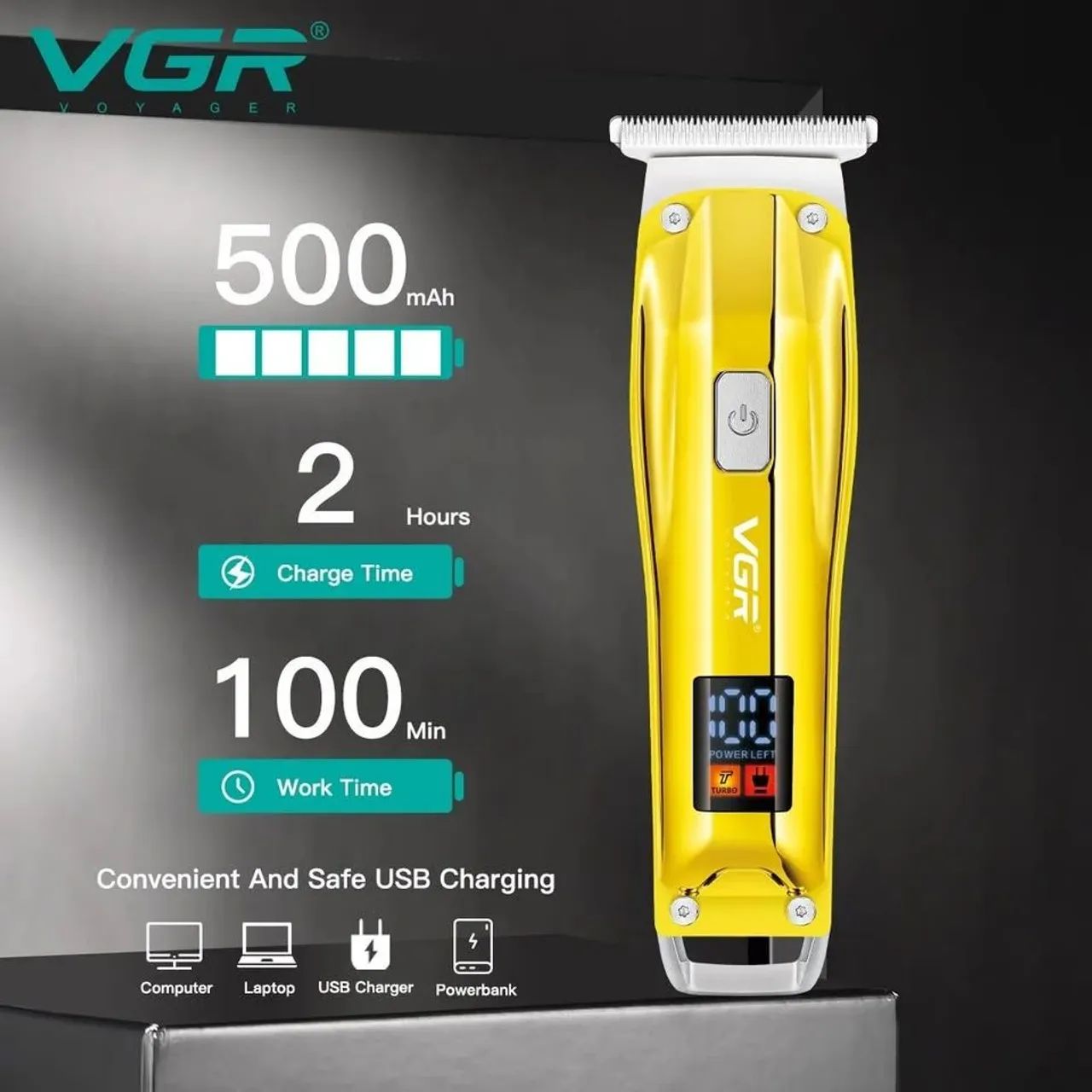 Maquina De Acabamento Vgr/usb Sem Fio%Turbo/Lâmina De Aço carbono /Com Display Digital  - Foto 4