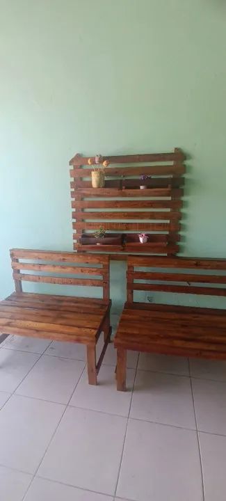 Banco de madeira rústico feito com pallets - Foto 2