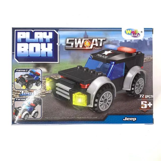 Bloco De Montar Veiculos Policia Wb7704 72pçs 3em1 - Jeep