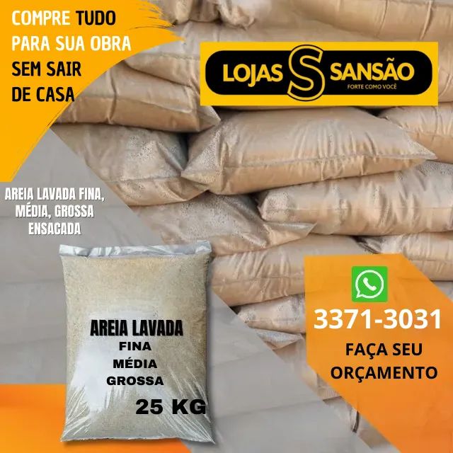 Areia Lavada Fina, Média e Grossa Ensacada com o Melhor Preço do DF Faça Seu Orçamento