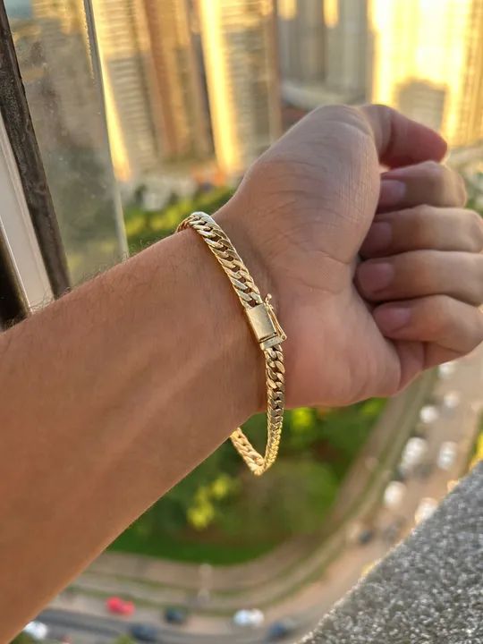 Pulseira 15g Grumet duplo nova ouro 750 -