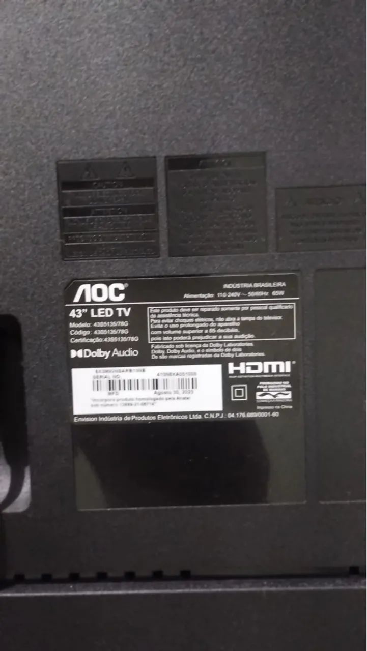 Tv led 43 polegadas Aoc semi novo 4 messes de uso 