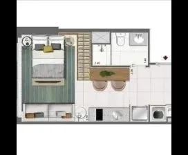 Imóvel para aluguel possui 34 metros quadrados com 1 quarto