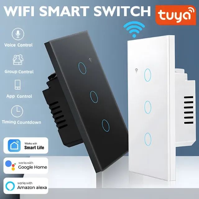 Interruptor inteligente (smart switch) 4x2, branco, 3 botões, touch, Wifi, Tuya/Smart Life - Foto 4